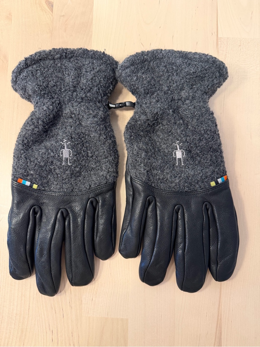 Smartwool Men's Wool and Leather Gloves in Gray and Black with Color Accent